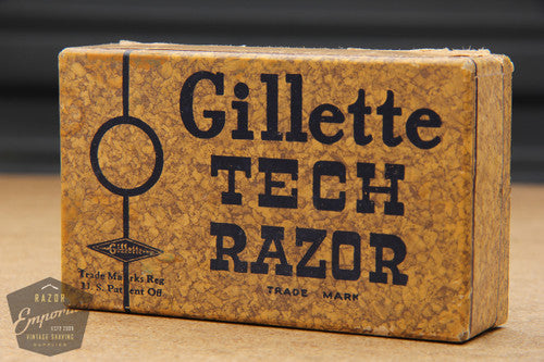 Gillette 1930's Nickel Tech Razor in Brown Box / Excellent