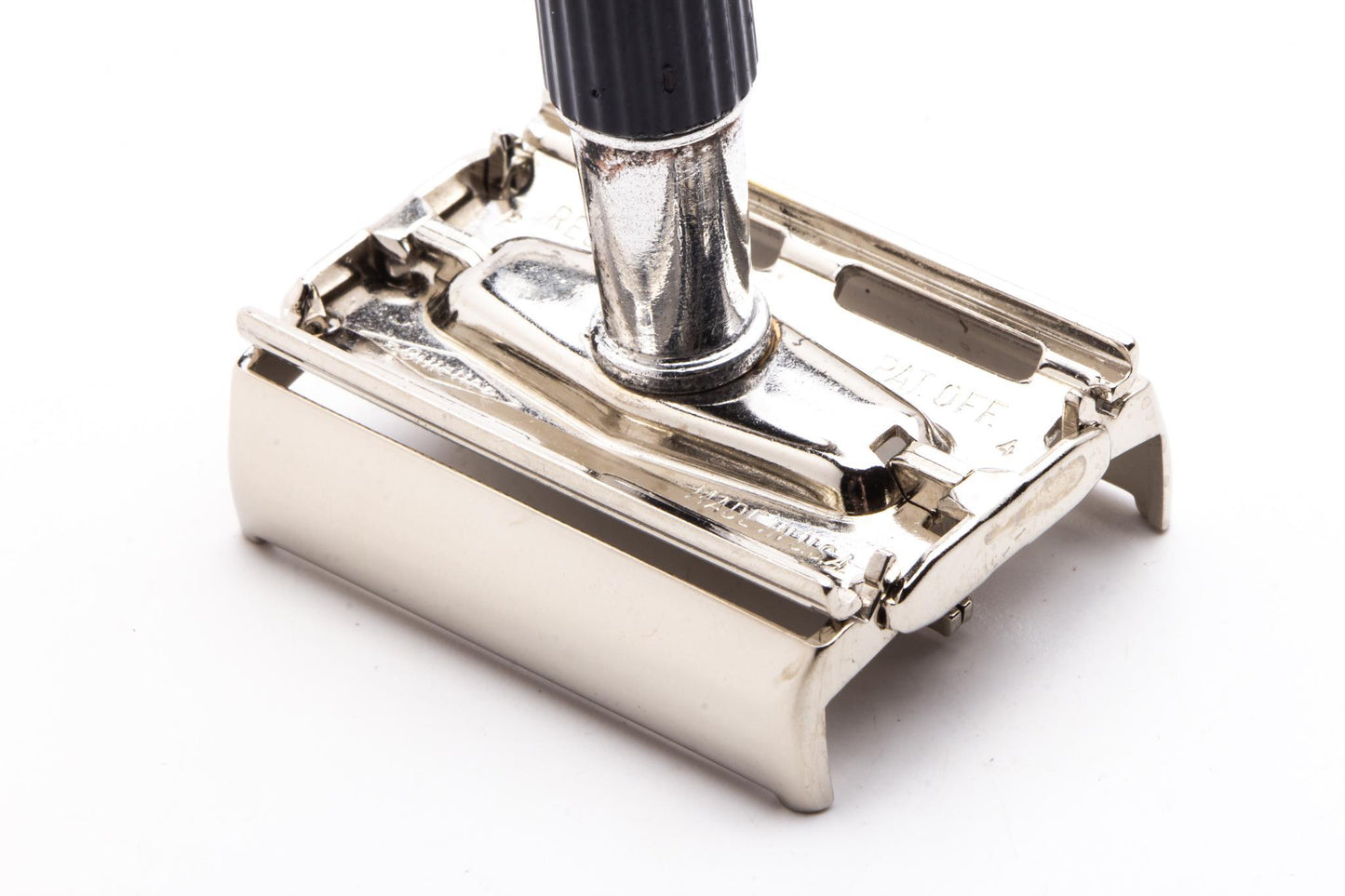 1970 Gillette Black Handle Super Speed Safety Razor | Factory Nickel Revamp