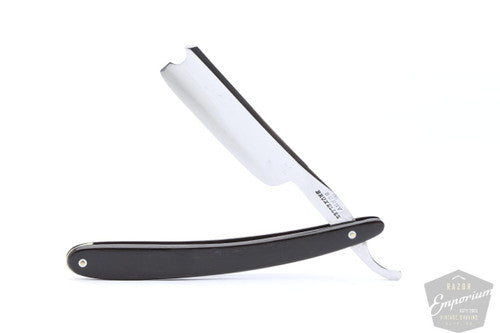 6/8'' Burny Bruxelles Hollow Ground Black Horn Scale Straight Razor