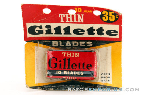 1950's Gillette Thin Double Edge (10) - New Old Stock (NOS) Razor Blades
