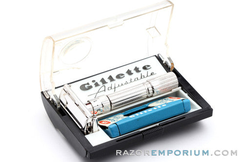1959 Gillette $1.95 Fatboy Adjustable Safet Razor with Case E4 | Rhodium Revamp