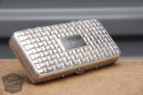 Gillette 1917 Gold Basketweave Pocket Edition - Old Type (DE) Travel Set- Nickel Case