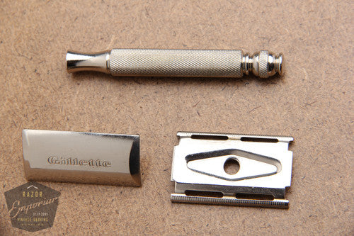 Gillette 1966 Ball End Tech Razor w/ Etched Logo Cap -