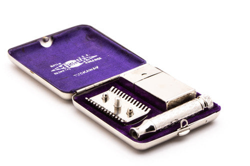 1922 Gillette Tuckaway Travel DE Safety Razor Set | Nickel Revamp