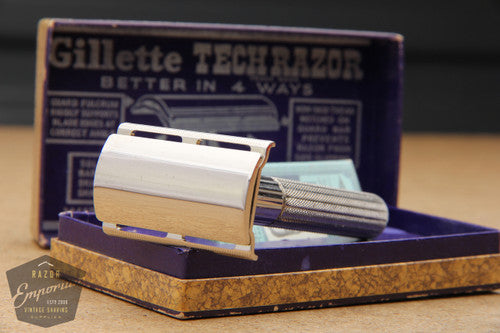 Gillette 1930's Nickel Tech Razor in Brown Box / Excellent