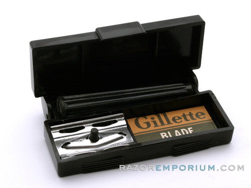 1972 S Gillette Ball End Tech Safety Razor w/ Black Handle & Case