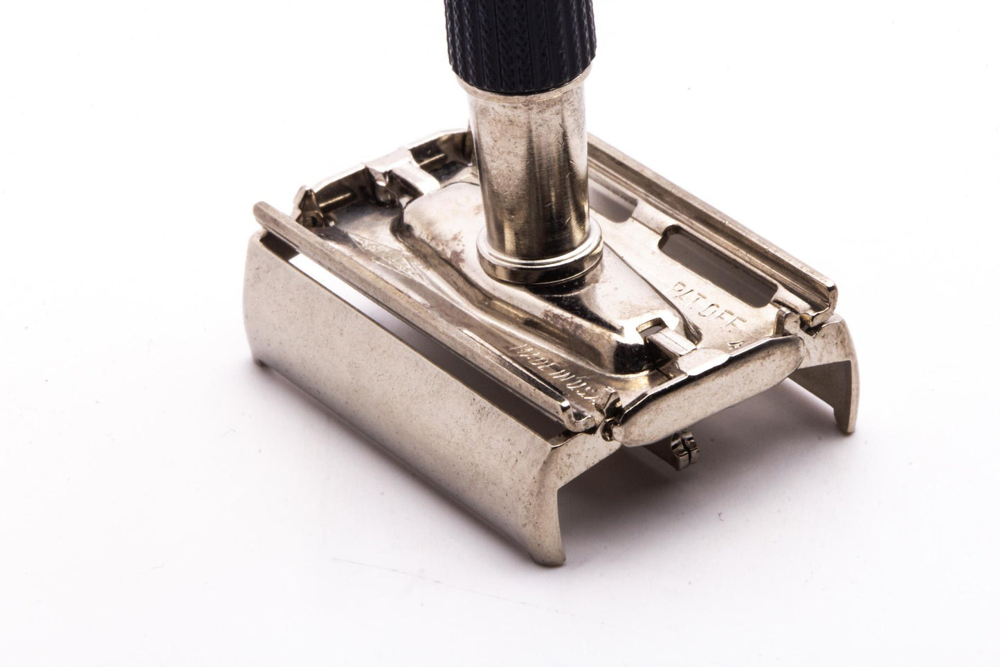 1973 T4 Gillette Black Handle Super Speed DE Safety Razor | Factory Nickel Revamp