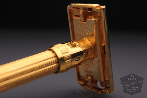 Gillette 1962 Slim Adjustable Safety Razor H2 * 24K Gold REVAMPED