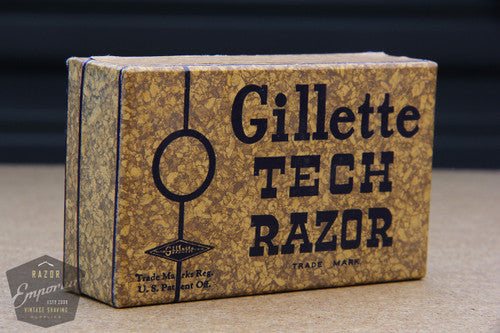 Gillette 1930's Nickel Tech Razor in Brown Box - Excellent