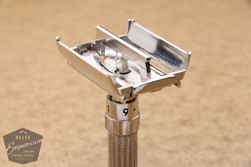 Gillette 1959 Fatboy Adjustable TTO Safety Razor E4 * Rhodium REVAMPED