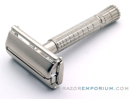 1959 E1 Gillette Flair Tip Super Speed Safety DE Razor | Factory Nickel Revamp