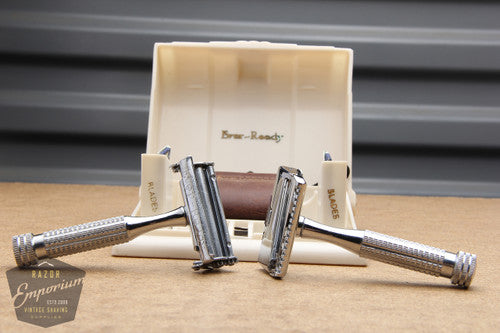Ever-Ready 1912 British Made Single Edge Safety Razor & Stropper in Cream Bakelite Snap Case