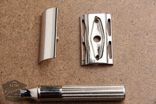 Gillette 1940's Fat Handle Tech 3 Piece (DE) Safety Razor * REVAMPED Nickel
