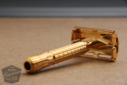 Gillette 1956 Flair Tip DE Super Speed Safety Razor B2 * 24K GOLD REVAMPED