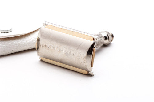 1966 L2 Gillette Ball End Travel Set with Green/Grey Globe Leather Case | Original Condition