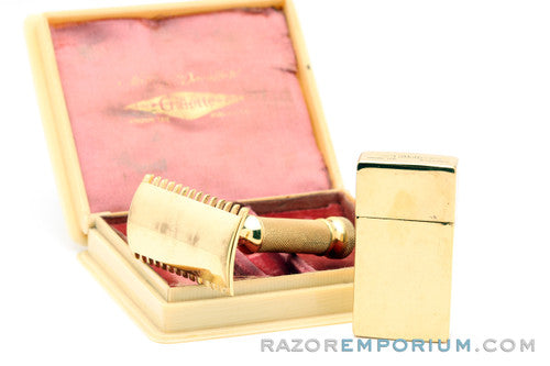1917 Gillette Milady Décolleté DE Safety Razor Set in Ivory Case | 24K Gold Revamp