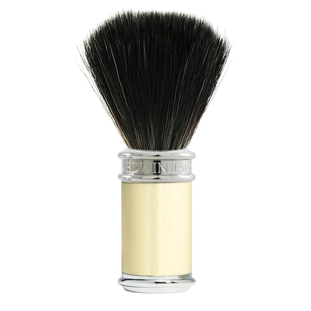 Edwin Jagger | Imitation Ivory & Chrome Shaving Brush (Black Synthetic)