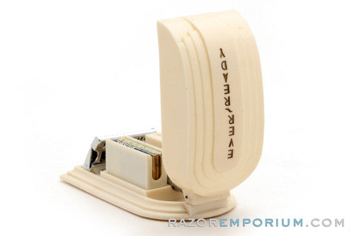 1930's Ever-Ready 1912 British Made Single Edge Safety Razor in Rare Cream Bakelite Art Deco Snap Case
