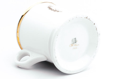 Gold Leaf White Vintage Wet Shaving Mug
