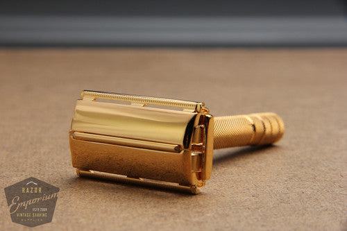 Gillette 1954 Notched Super Speed Safety Razor ~~ 24K GOLD REVAMPED