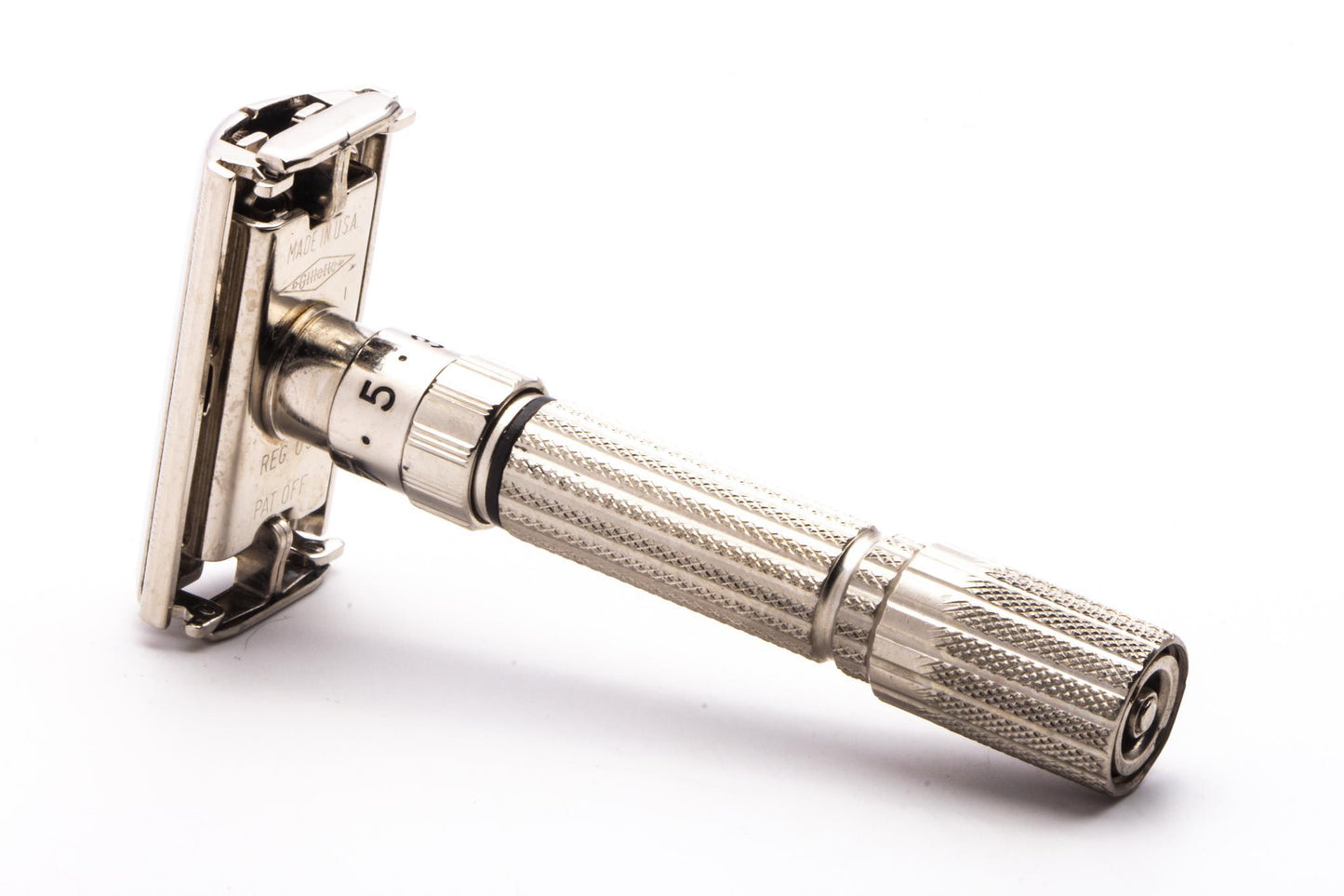1959 E1 Gillette TTO Fatboy Adjustable Double Edge Safety Razor | Factory Nickel Revamp