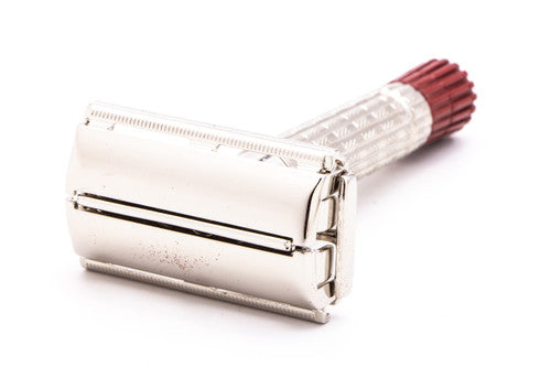 1955 A2 Gillette Heavy Red Tip Super Speed Safety Razor | Factory Nickel Revamp