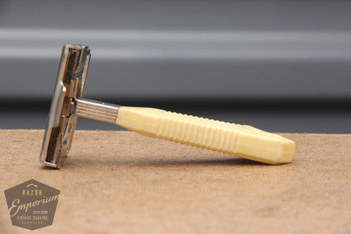 Gem 1940's G-Bar Single Edge Razor w/ Cream Handle - Excellent