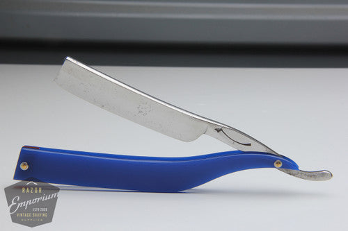 5/8" George Wostenholm & Sons Pipe Straight Razor w/ Blue Acrylic Scales Hollow | Sheffield, England