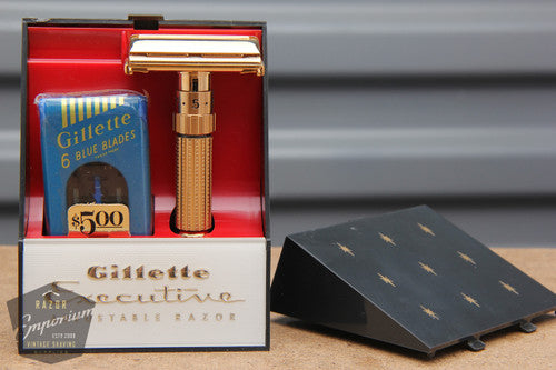 Gillette 1961 Executive Adjustable DE Safety Razor D3 w/ original packaging