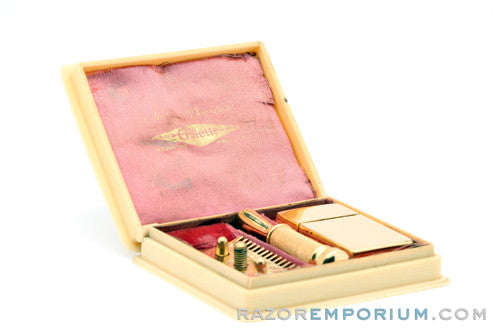 1920 Gillette Milady Decollete DE Safety Razor in White Case