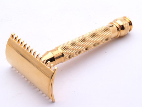 1920 Gillette Ball End Short Comb DE Safety Razor w/ Replica Handle | 24K Gold Revamp