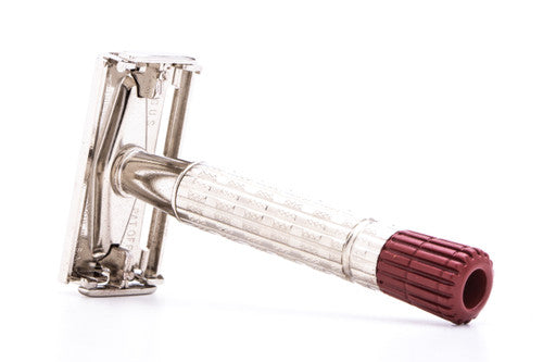 1955 A2 Gillette Heavy Red Tip Super Speed Safety Razor | Factory Nickel Revamp