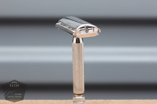 Gillette 1950's British Heavy Duty Rocket Safety Razor - Made in England * RHODIUM REVAMPED