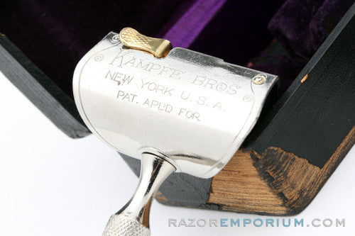 1913-1919 Kampfe Brothers Star Cru-Steel Single Edge Safety Razor w/ Orig. Black Leather Case