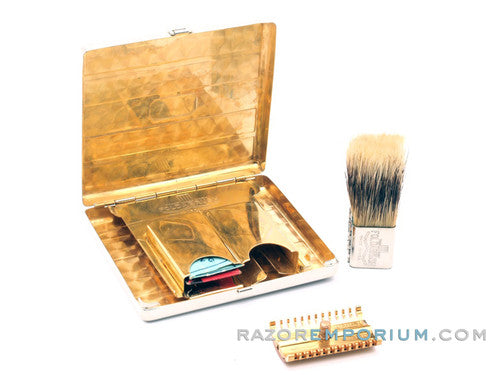 1930's Gillette Goodwill Long Comb Set w/ Case & Foldable Brush | No handle
