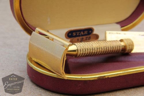 Star Double Edge Safety Razor USA in Maroon Case