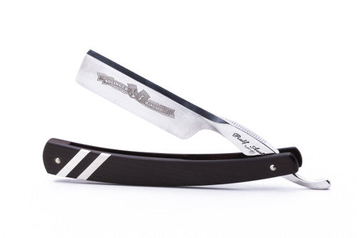 6/8" Ralf Aust French Tip Straight Razor | Ebony Rosewood Scale w/ Silver Inlays