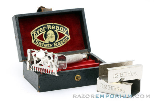 1907-1911 Ever-Ready Lather Catcher Single Edge Safety Razor in Black Leather Box