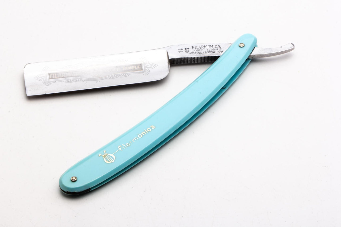 7/8" Filarmonica "Doble Temple" #14 Blue/Gold Straight Razor | Spain