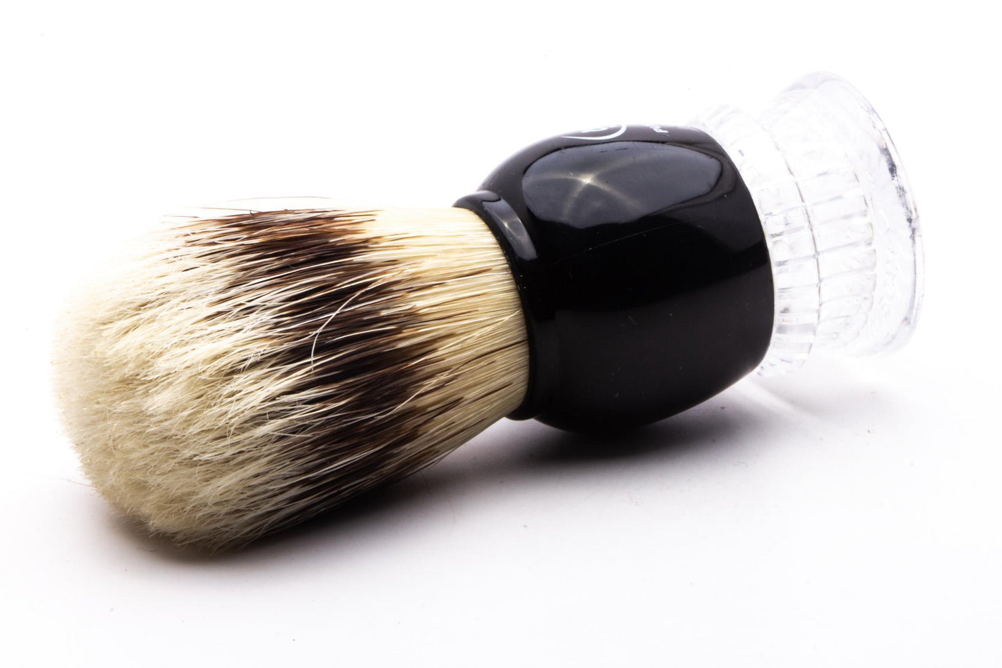 Omega | Model 10275 Black and Clear Acrylic Handle Boar Shaving Brush
