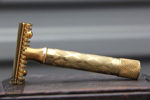 Gillette 1920s Vintage DE Traveler Set in Black Leather- Gold- RARE