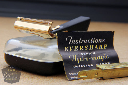 Eversharp Schick 1960's Hydro Magic Gold Injector with Black Bakelite Handle & Orig. Case