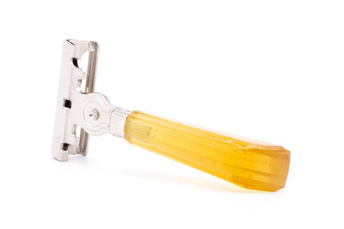1950's Eversharp Schick Injector Transparent Orange Bakelite Handle | Factory Nickel Revamp