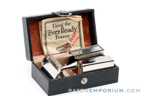 1930's Ever-Ready American Safety Razor Co. 1912 Style Single Edge Safety Razor in Black Leather Box
