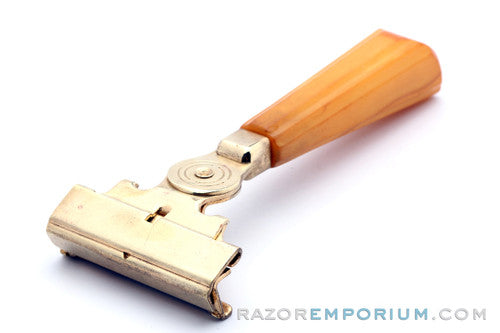 1950's Schick Gold Injector Butterscotch Bakelite Handle