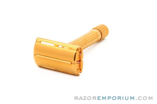 1941 Gillette Gold Regent Tech w/ Leather Case and Original Blade Bank