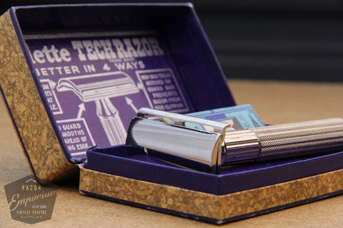 Gillette 1930's Nickel Tech Razor in Brown Box - Excellent