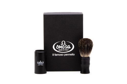 Omega Travel 614 Black Badger Shaving Brush