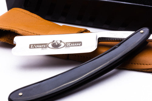 7/8" Ertan "Russian Bear" Carbon Straight Razor | Horn Scales