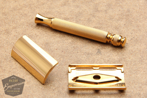 Gillette 1940's Gold Ball End Tech DE Safety Razor * Gold REVAMPED
